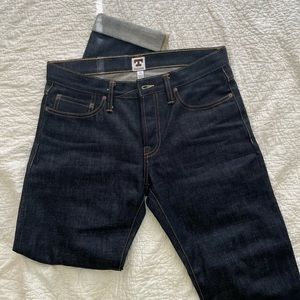 Tellason Ladbroke Grove slim tapered cone mills white oak denim